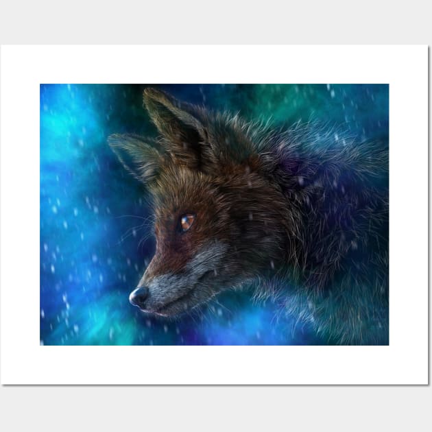 Fox in snow Wall Art by FerretMerch